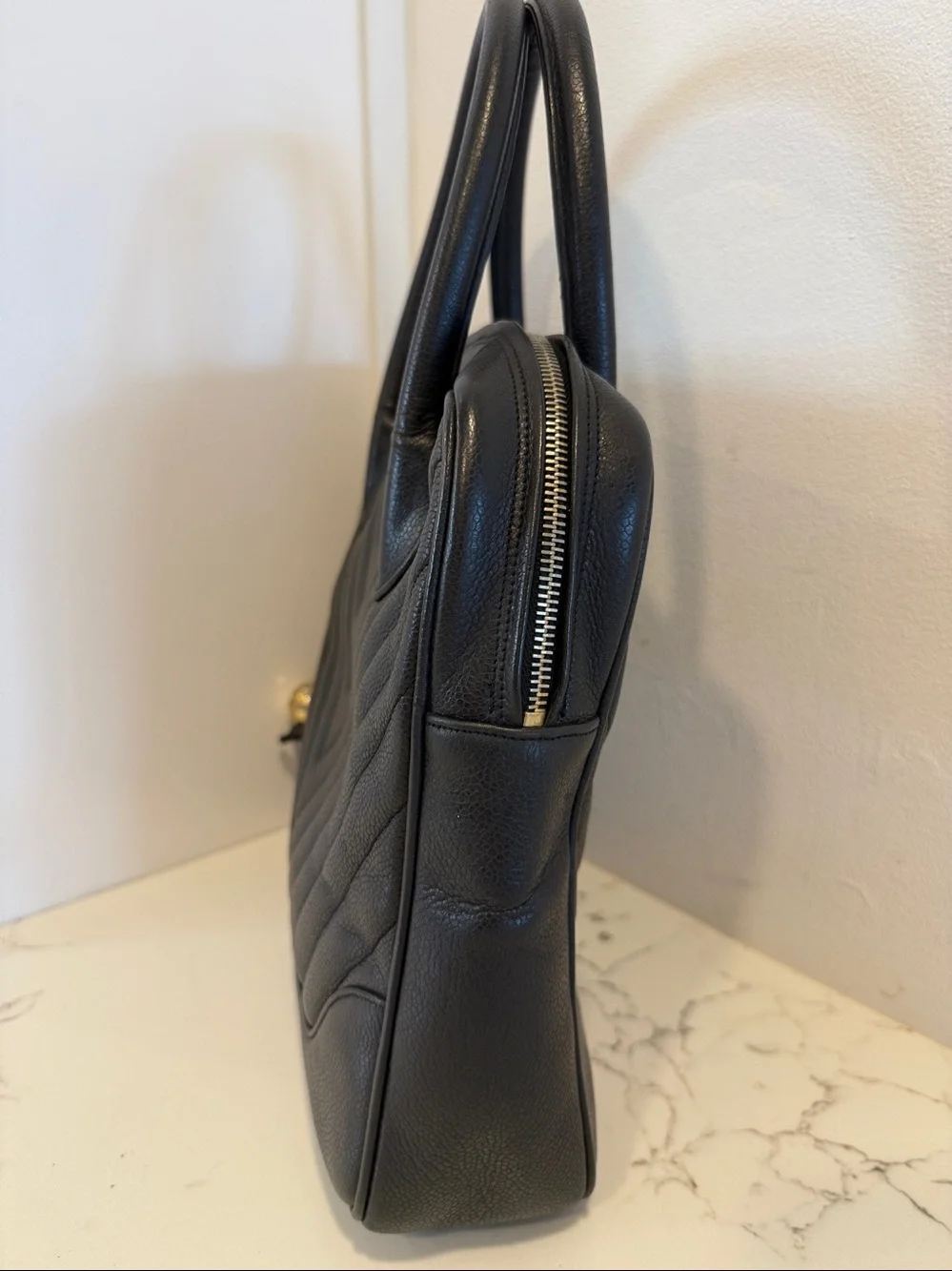 Chanel V Stitch Caviar Leather Bag